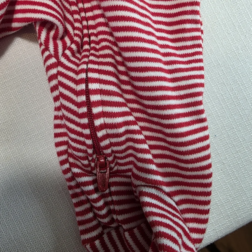 Carter's Striped Red White Brown Reindeer One Piece Christmas Sleeper 3 Mo EUC